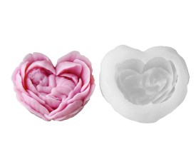 Molde silicona bebe dentro de una rosa corazon